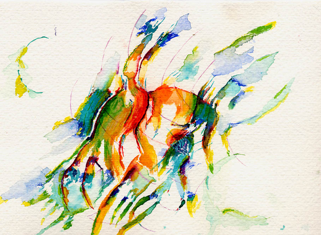 Kirsten Kötter: Indische Aquarelle, Aquarell, 12 × 17 cm (Ausschnitt, Detail)