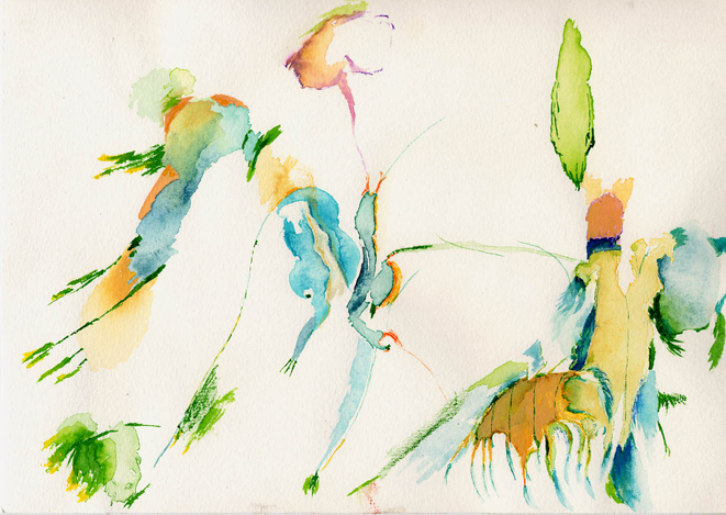 Kirsten Kötter: Indische Aquarelle, Aquarell, 18 × 24 cm (Ausschnitt, Detail)