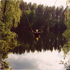 Bei Johanna - Kirsten Kötter, Painting Site-specific: 61° N / 26° O (NNO), Paimela am Vesijärvi, Finnland, 04.07.2003, ca. 13.30 - 15.30, Aquarell, 30 × 40 cm, Foto, Text (22/36)