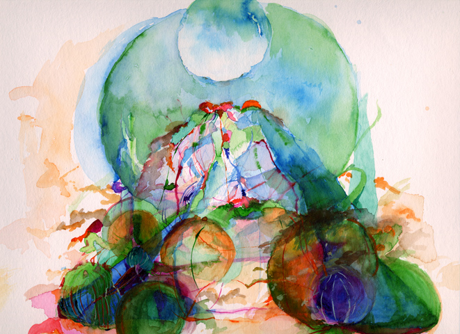 Kirsten Kötter: Buddha, 2004, Aquarell, 30 x 40 cm