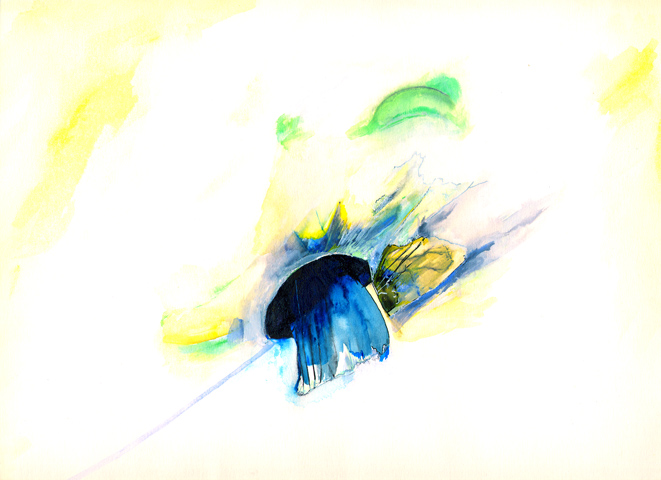 Kirsten Kötter: Site-specific painting, Malerei vor Ort, um 1991, Aquarell, 24 × 34 cm