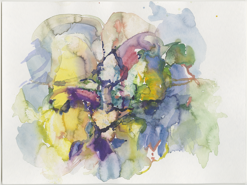 2004_lila-gelb_dicht, watercolour, Torchon, 30 x 40 cm (Kirsten Kötter)